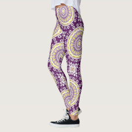 Patroon Paars en Gold Mandala Leggings