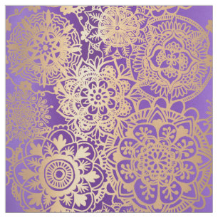 Patroon Paars en Gold Mandala Stof