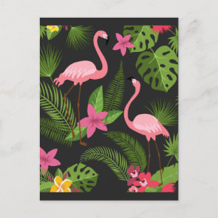Patroon Pauwblauw Roze met Bloem  Briefkaart