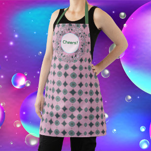 Patroon Poeder Roze All-Over Print Keuken Schort. Schort