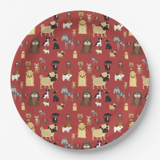 patroon rode achtergrond papieren bordje (Voorkant)