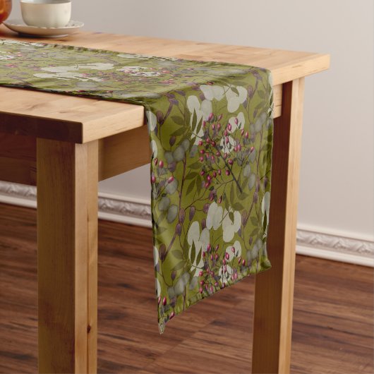 Patroon rode bessen en munten lange tafelloper (Voorbeeld)