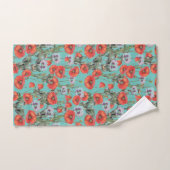 Patroon rode en Aqua Poppies Bad Handdoek (Handdoek)