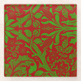 Patroon rode en groene Floral Glazen Onderzetter