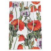 Patroon rode en Paarse papavers Medium Cadeauzakje (Achterkant)