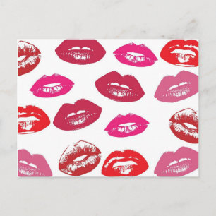 Patroon rode en roze lips briefkaart