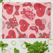 Patroon rode en roze Moederdag Theedoek (Gevouwen)