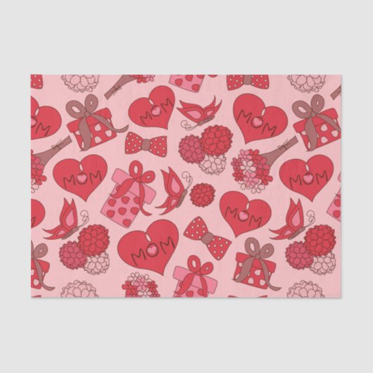 Patroon rode en roze Moederdag Tissuepapier (Voorkant)