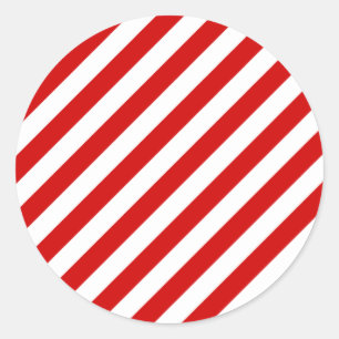 Patroon rode en witte diagonale strepen ronde sticker