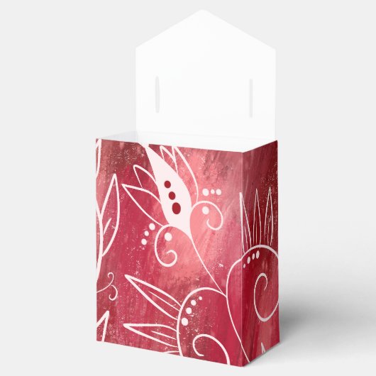 Patroon rode en witte flora bedankdoosjes (Geopend)