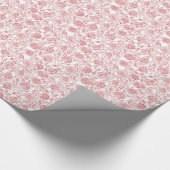 Patroon rode en witte flora cadeaupapier (Hoek)