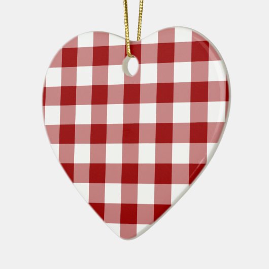 Patroon rode en witte gingham keramisch ornament (Links)