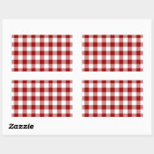 Patroon rode en witte gingham rechthoekige sticker (Vel)