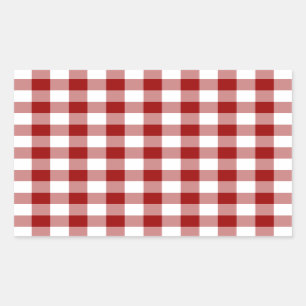 Patroon rode en witte gingham rechthoekige sticker
