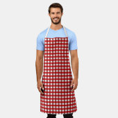 Patroon rode en witte gingham schort (Gedragen)