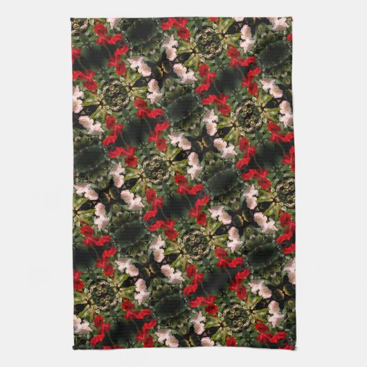 Patroon rode en witte Rozen Theedoek (Verticaal)