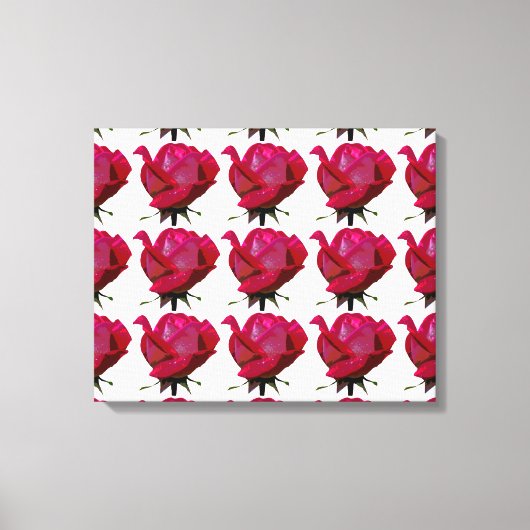 patroon rode rozen canvas afdruk (Voorkant)