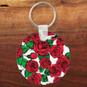 patroon rode rozen sleutelhanger (Voorkant)