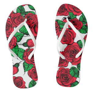 patroon rode rozen teenslippers