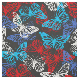 Patroon rode witte en blauwe patriottische vlinder stof