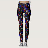 Patroon rode witte en blauwe sterren leggings (Voorkant)