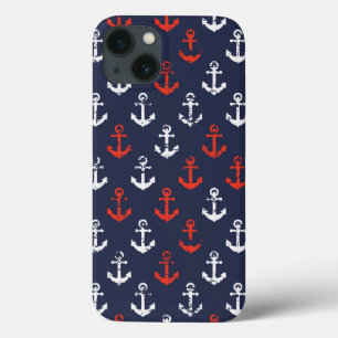 Patroon rode witte en blauwe zee iPhone 13 hoesje