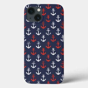 Patroon rode witte en blauwe zee iPhone 13 hoesje