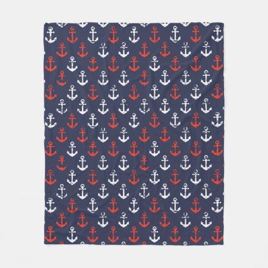 Patroon rode witte en blauwe zee fleece deken (Voorkant)