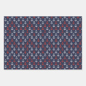 Patroon rode witte en blauwe zee inpakpapier vel (Voorkant 3)