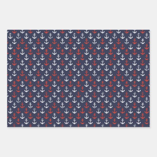 Patroon rode witte en blauwe zee inpakpapier vel (Voorkant)