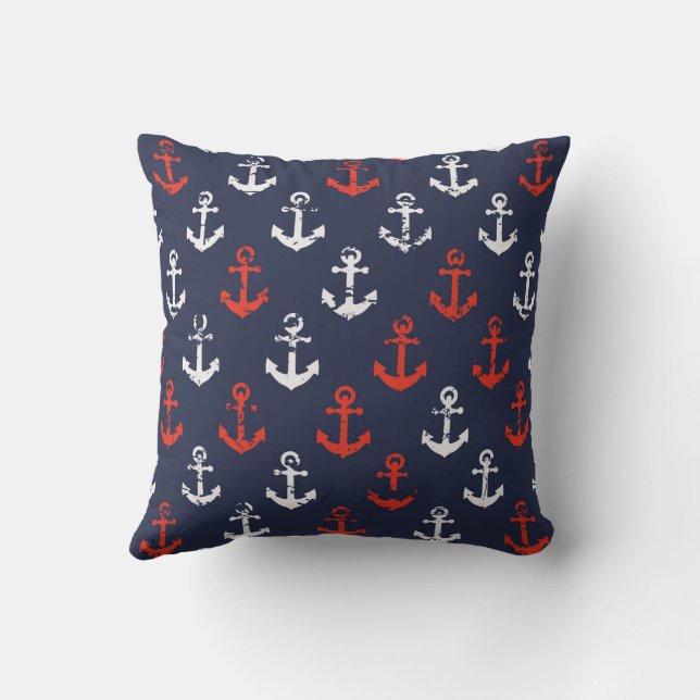 Patroon rode witte en blauwe zee kussen (Achterkant)