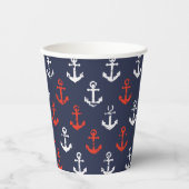 Patroon rode witte en blauwe zee papieren bekers (Voorkant)