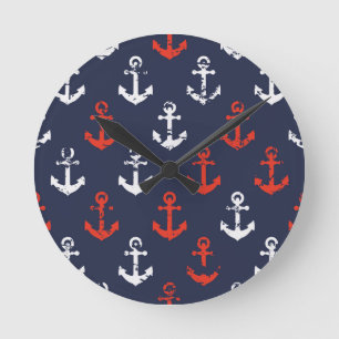 Patroon rode witte en blauwe zee ronde klok