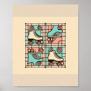Patroon Roller Skates Kunst Poster