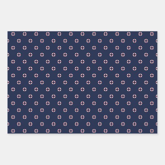 Patroon rood en wit buoy inpakpapier vel (Voorkant 3)