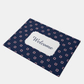 Patroon rood en wit buoy | Jouw tekst toevoegen Deurmat (Schuin)