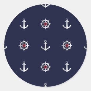 Patroon rood wit en blauw anker ronde sticker