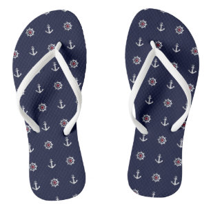 Patroon rood wit en blauw anker teenslippers