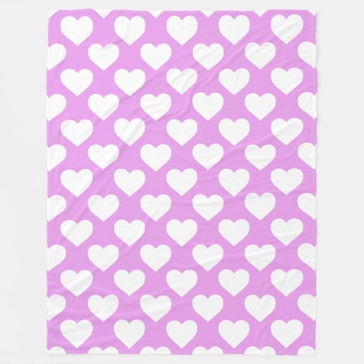 Patroon roze en witte harten fleece deken (Voorkant)