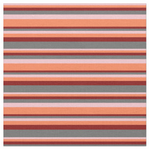 Patroon roze, koraal, maroon en dim grijze lijnen stof