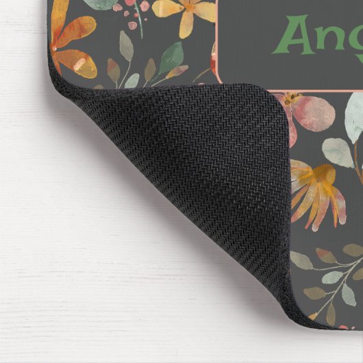 Patroon roze waterverf botanische grijze muismat (Hoek)