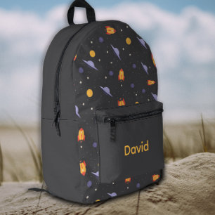 Patroon ruimte lavendel oranje grijs naam bedrukte rugzak