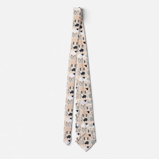 Patroon Schattige schapenpastel Beige Kleur minima Stropdas (Achterkant)