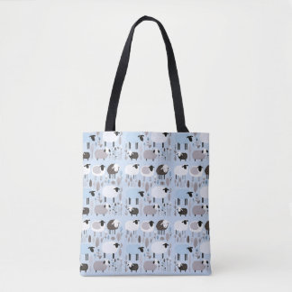Patroon Schattige Schapenpastel Blauw Kleur Minima Draagtas