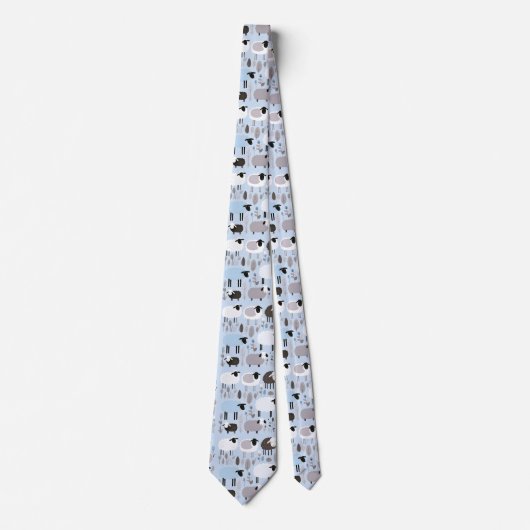 Patroon Schattige Schapenpastel Blauw Kleur Minima Stropdas (Voorkant)