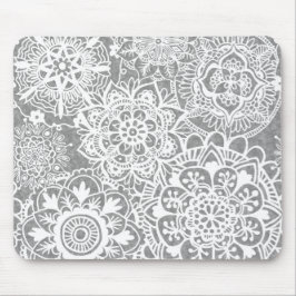 Patroon Soft Grey en White Mandala Muismat