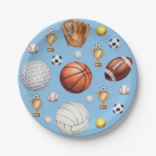 Patroon Sport thema Voetbal Tennis Baseball Papieren Bordje