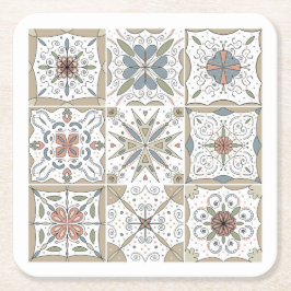 Patroon Tegel Mozaïek Vierkante Kartonnen Onderzetter