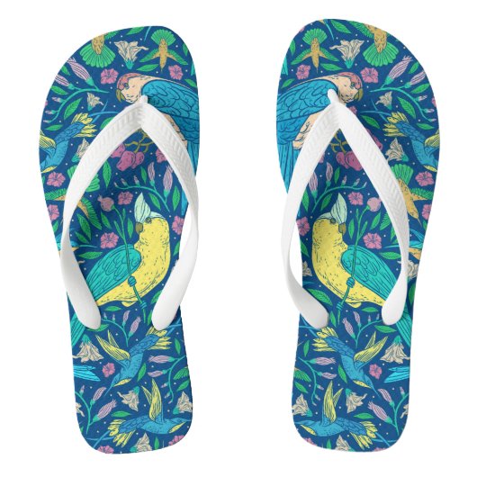Patroon ter illustratie van tropische vogels en bl teenslippers (Voetbed)