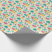 Patroon Tropische Fruit Watermelon Pineappel Cadeaupapier (Hoek)